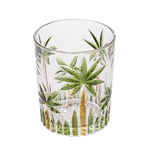 Wolff, Palm Tree, 27773, Conjunto de Copos Baixos de Cristal 6 Peças, Multicor (Palmeira Verde Pintura à Mão), 340 ml