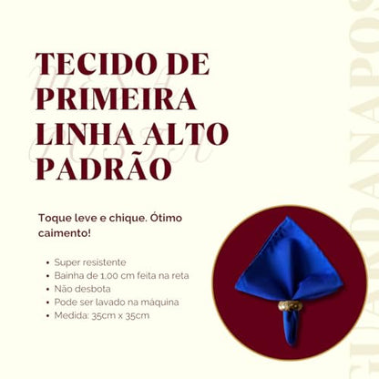 Kit 8 Guardanapos em Tecido Oxford Premium 35cm x 35cm com Bainha Mesaposta (Cáqui)