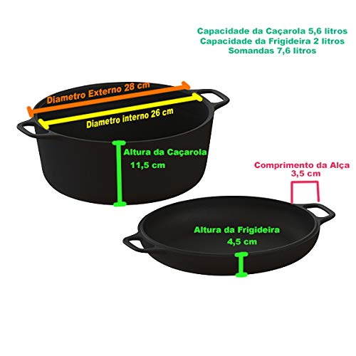 Forno Holandês De Ferro Fundido 7,6 Litros Libaneza (Conjunto Multiuso)