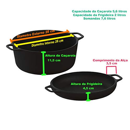 Forno Holandês De Ferro Fundido 7,6 Litros Libaneza (Conjunto Multiuso)