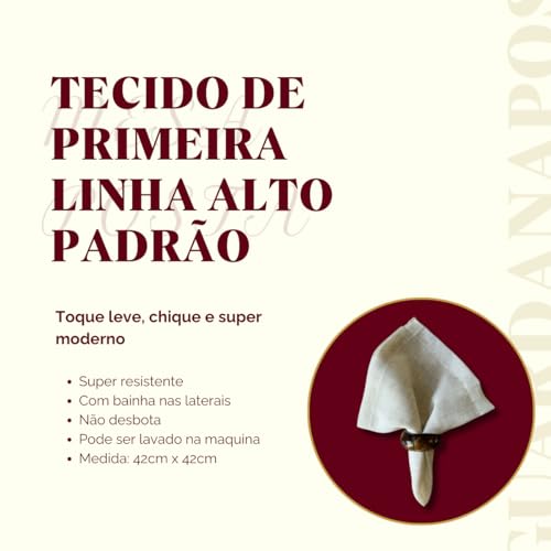 Kit 4 guardanapos de tecido Linho Misto para Mesa Posta (Linho Verde Menta)