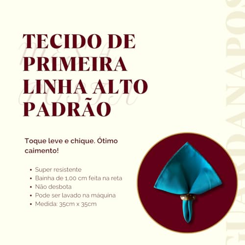 Kit 8 Guardanapos em Tecido Oxford Premium 35cm x 35cm com Bainha Mesaposta (Cáqui)