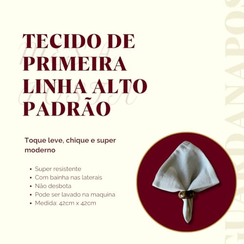 Kit 4 guardanapos de tecido Linho Misto para Mesa Posta (Linho Verde Menta)