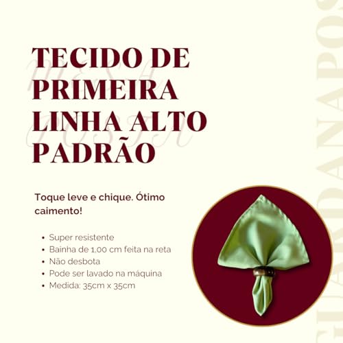 Kit 8 Guardanapos em Tecido Oxford Premium 35cm x 35cm com Bainha Mesaposta (Cáqui)