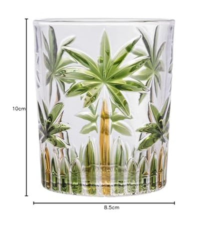 Wolff, Palm Tree, 27773, Conjunto de Copos Baixos de Cristal 6 Peças, Multicor (Palmeira Verde Pintura à Mão), 340 ml