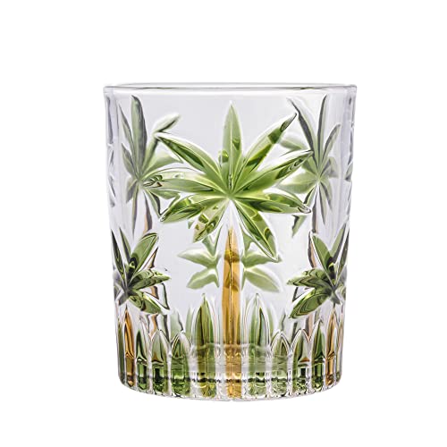 Wolff, Palm Tree, 27773, Conjunto de Copos Baixos de Cristal 6 Peças, Multicor (Palmeira Verde Pintura à Mão), 340 ml