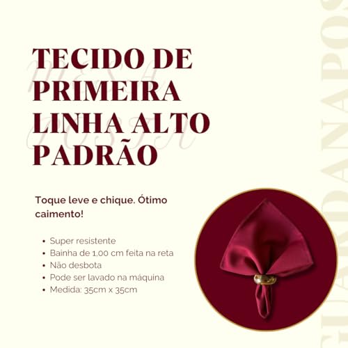 Kit 8 Guardanapos em Tecido Oxford Premium 35cm x 35cm com Bainha Mesaposta (Cáqui)