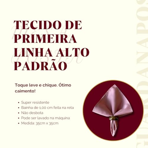 Kit 8 Guardanapos em Tecido Oxford Premium 35cm x 35cm com Bainha Mesaposta (Cáqui)