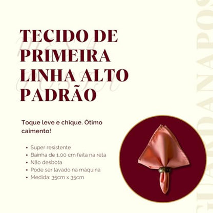 Kit 8 Guardanapos em Tecido Oxford Premium 35cm x 35cm com Bainha Mesaposta (Cáqui)