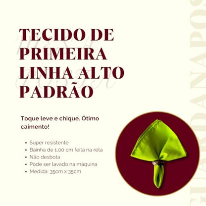 Kit 8 Guardanapos em Tecido Oxford Premium 35cm x 35cm com Bainha Mesaposta (Cáqui)