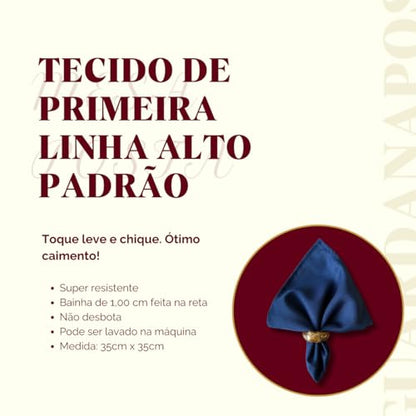 Kit 8 Guardanapos em Tecido Oxford Premium 35cm x 35cm com Bainha Mesaposta (Cáqui)