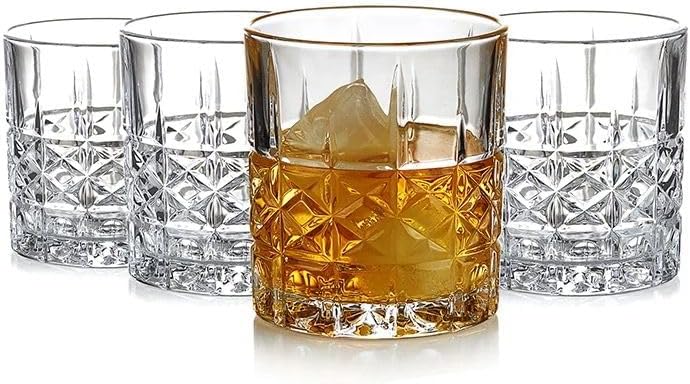 Jogo de 4 copos de vidro 300ml para whisky, drink e sucos - Crystal