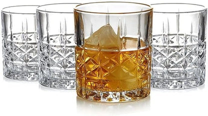 Jogo de 4 copos de vidro 300ml para whisky, drink e sucos - Crystal