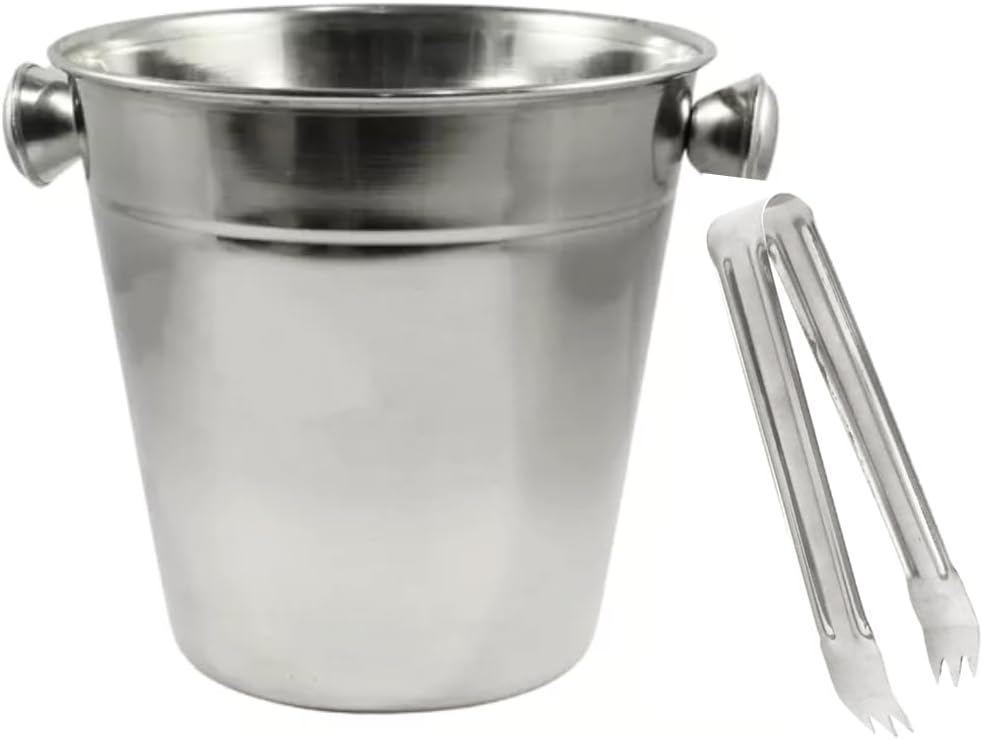 Balde de Gelo Inox 970ml com Pegador de Gelos Drinks Baldinho