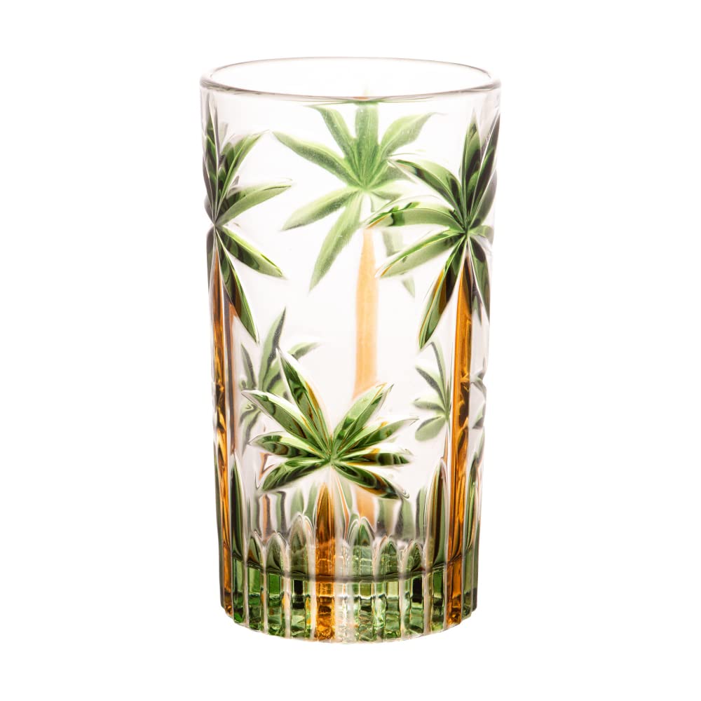 Wolff Palm Tree Conjunto de Copos Altos de Cristal 6 Peças, Multicor (Palmeira Verde Pintura à Mão), 360 ml