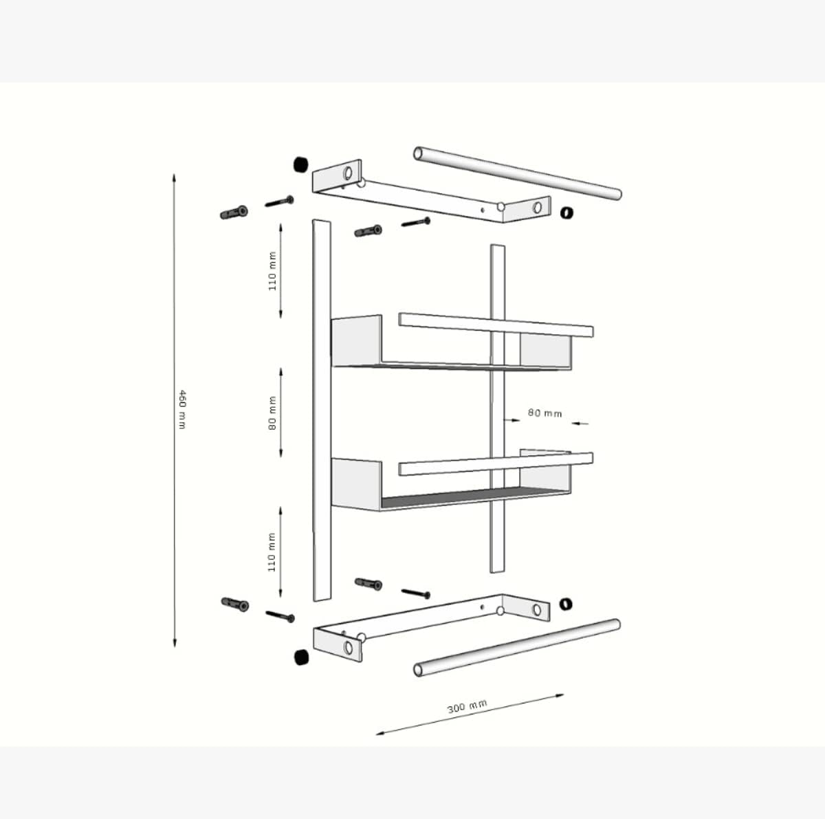 Prateleira de Utensílios Porta Temperos Cozinha Preto Fosco