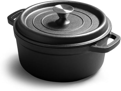 VONOTO Forno holandês de ferro fundido, panela de forno holandês com tampa, frigideira de ferro fundido preto com alça (10 cm)