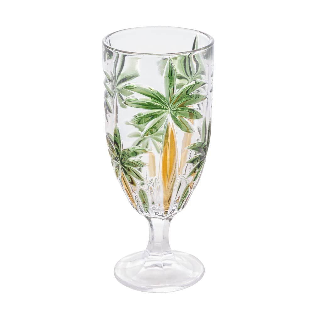 Wolff Palm Tree Conjunto de Taças de Cristal 6 Peças, Multicor (Palmeira Verde Pintura à Mão), 450 ml