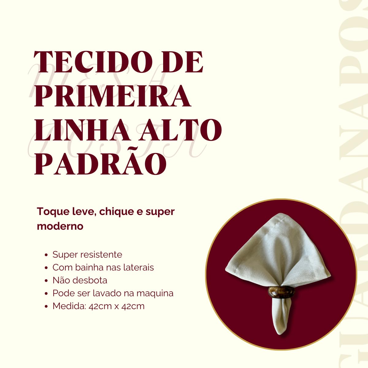 Kit 4 guardanapos de tecido Linho Misto para Mesa Posta (Linho Verde Menta)