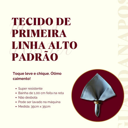 Kit 8 Guardanapos em Tecido Oxford Premium 35cm x 35cm com Bainha Mesaposta (Cáqui)