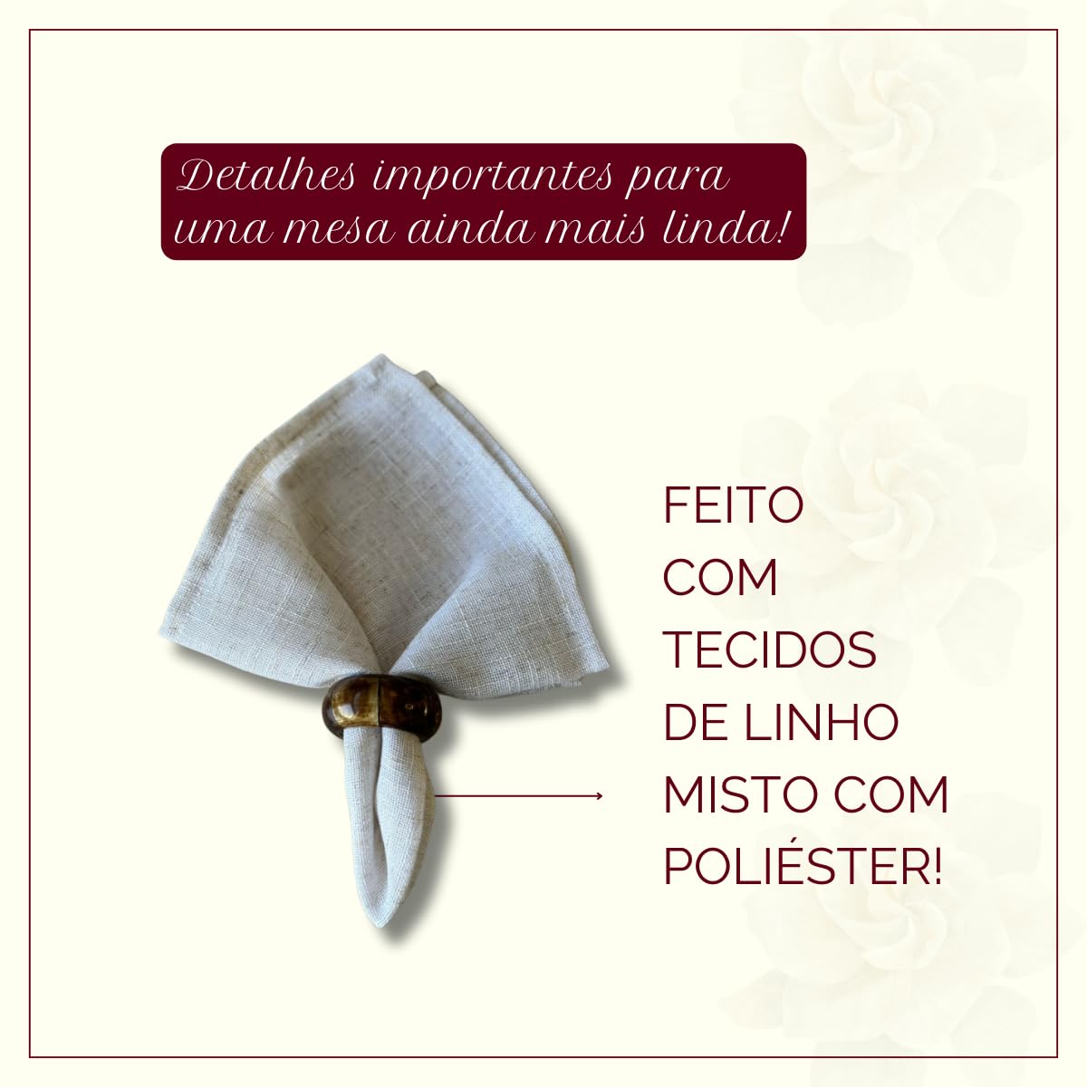 Kit 4 guardanapos de tecido Linho Misto para Mesa Posta (Linho Verde Menta)