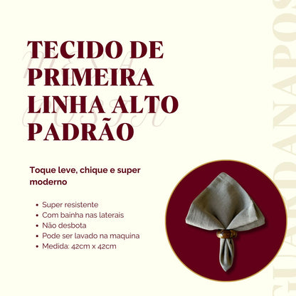 Kit 4 guardanapos de tecido Linho Misto para Mesa Posta (Linho Verde Menta)