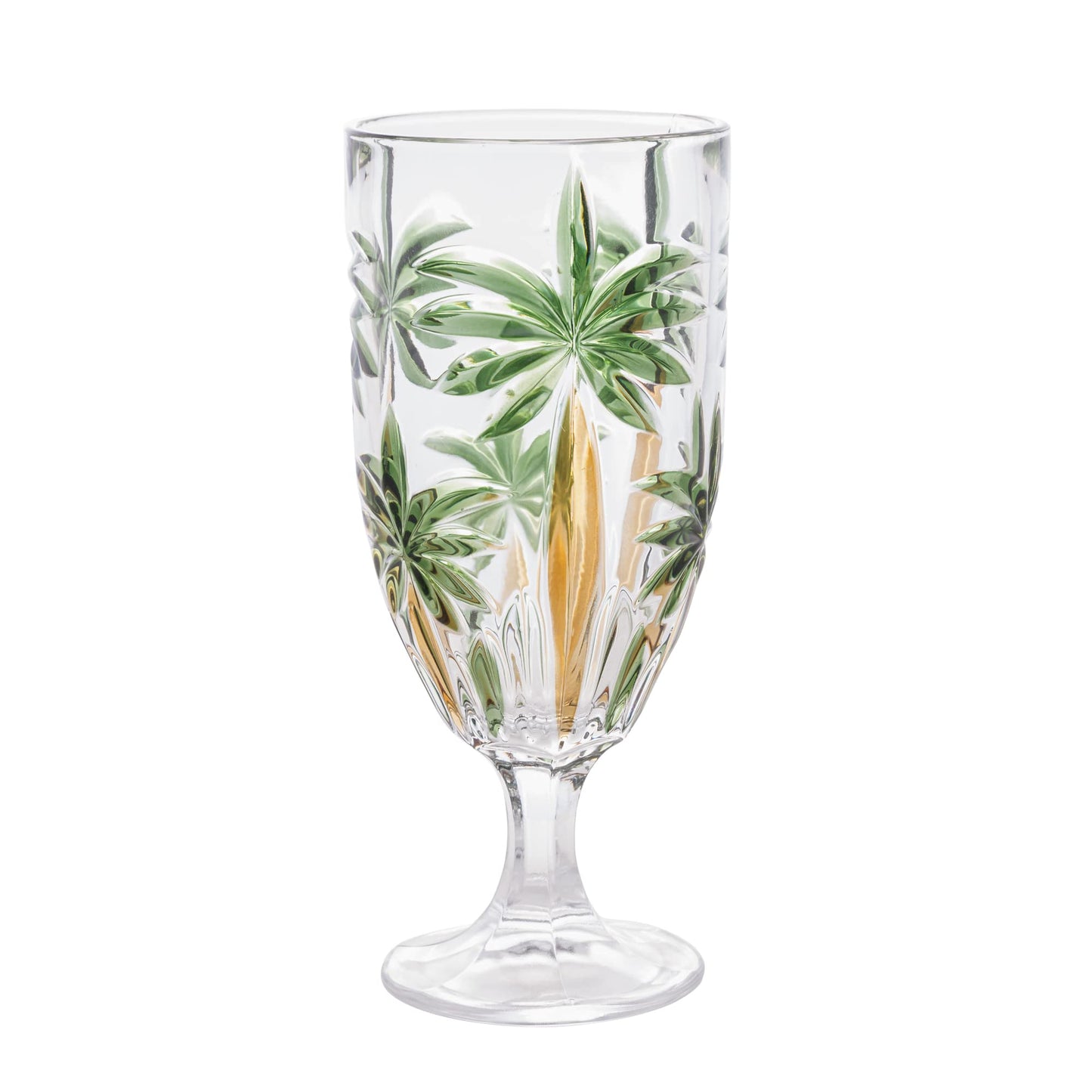 Wolff Palm Tree Conjunto de Taças de Cristal 6 Peças, Multicor (Palmeira Verde Pintura à Mão), 450 ml