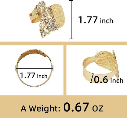 DAYSTAR 4 Pçs Anéis de Guardanapo Dourado Para Decoracao de Mesa (Folha dupla)