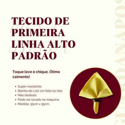 Kit 8 Guardanapos em Tecido Oxford Premium 35cm x 35cm com Bainha Mesaposta (Cáqui)