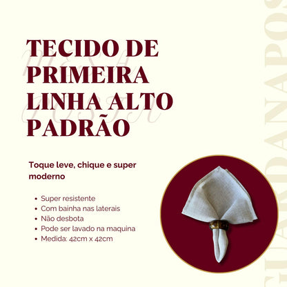 Kit 4 guardanapos de tecido Linho Misto para Mesa Posta (Linho Verde Menta)