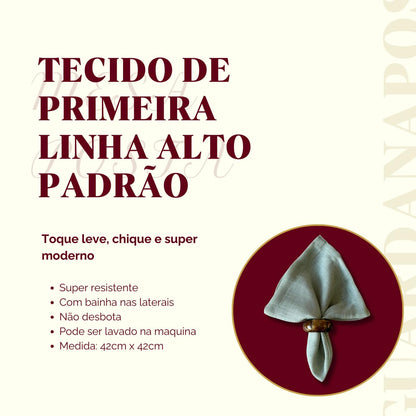 Kit 4 guardanapos de tecido Linho Misto para Mesa Posta (Linho Verde Menta)