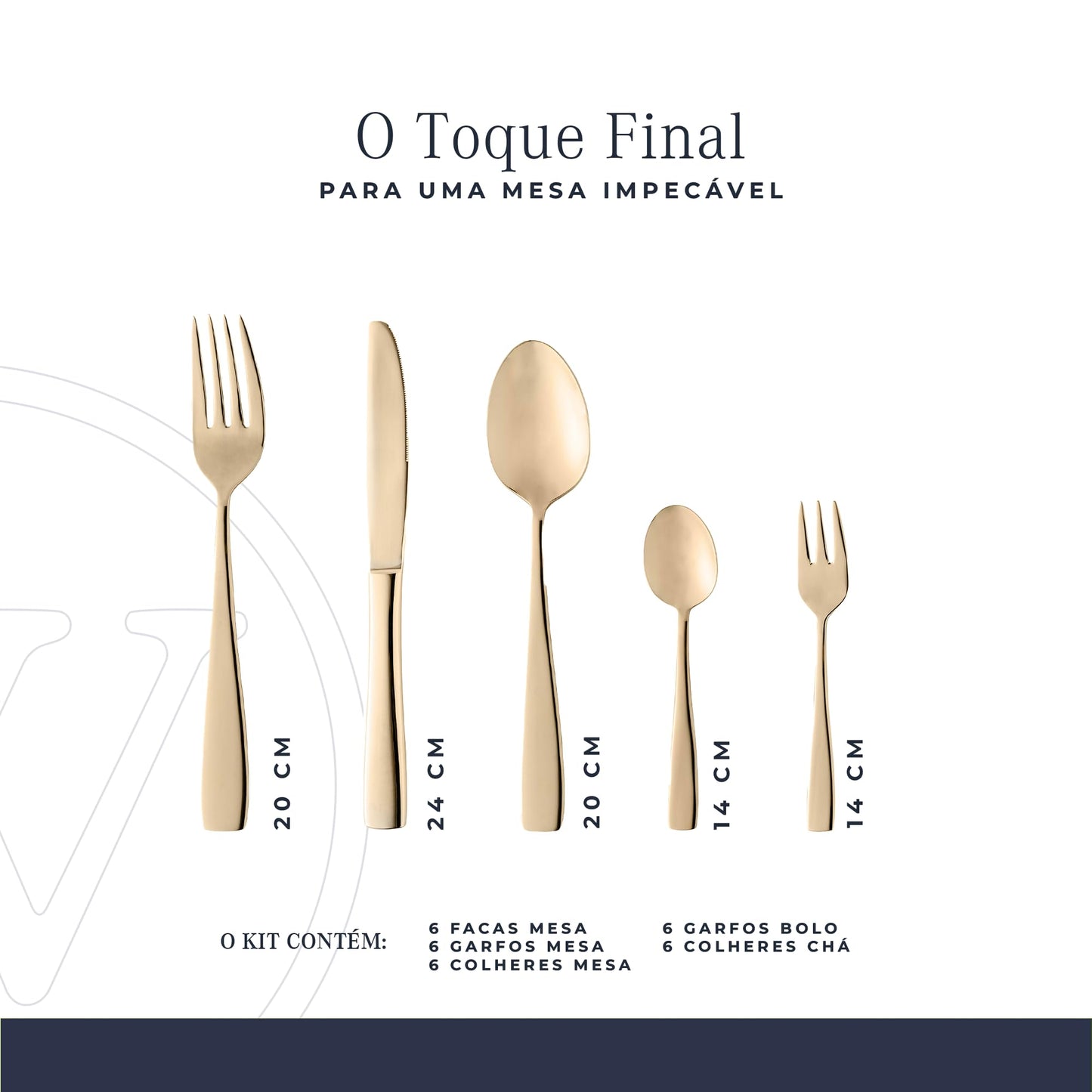 WOLFF Faqueiro de Aço Inox Pisa Dourado Fosco 30 Peças - Mesa Posta - Itens Para Casa - Utensílios de Cozinha - Enxoval - Casamento - Decoração