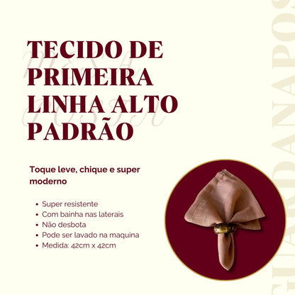 Kit 4 guardanapos de tecido Linho Misto para Mesa Posta (Linho Verde Menta)