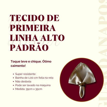 Kit 8 Guardanapos em Tecido Oxford Premium 35cm x 35cm com Bainha Mesaposta (Cáqui)