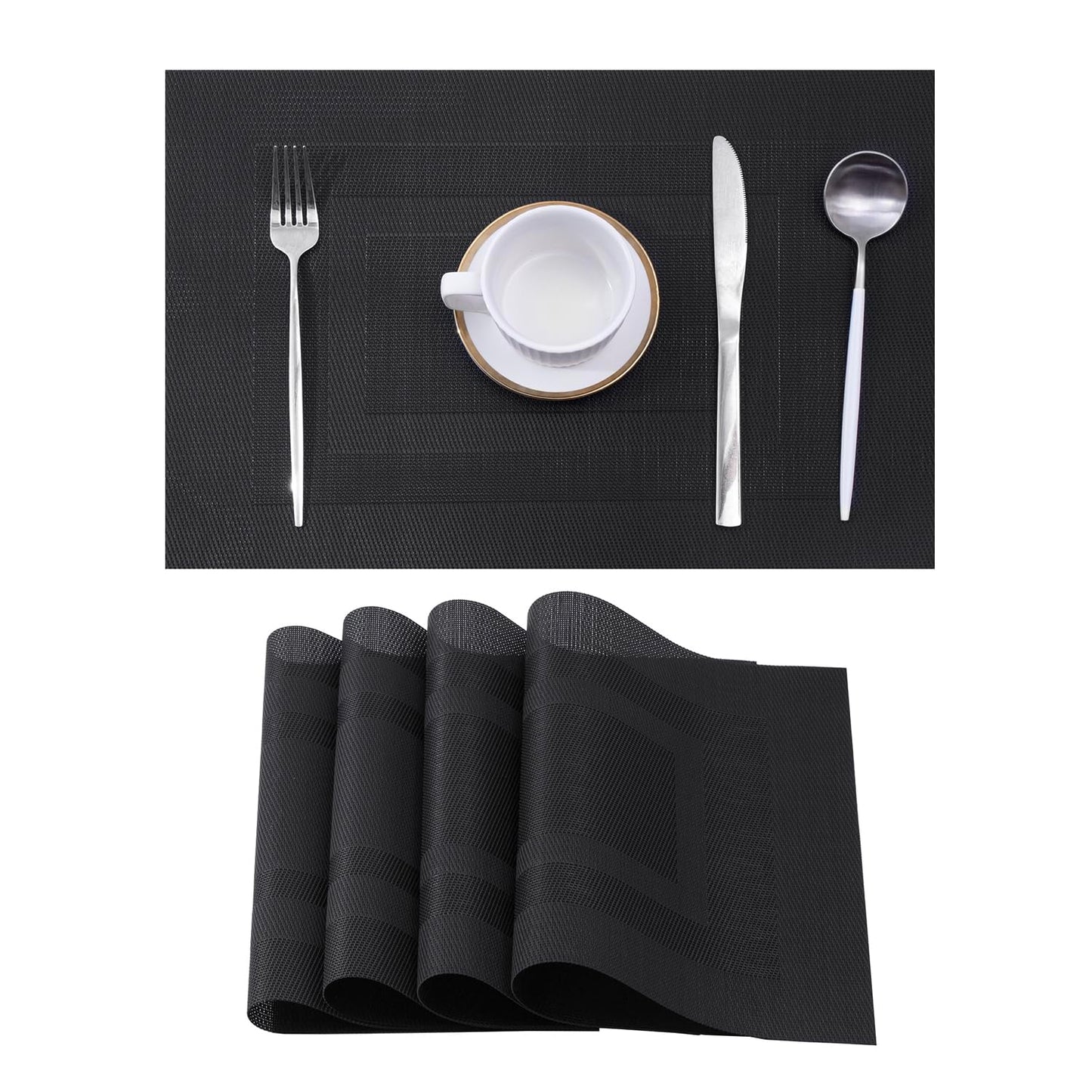 Leetaltree Jogo americano bege conjunto de 4 - tapetes antiderrapantes resistentes ao calor para mesa de jantar, tapetes de mesa de vinil de PVC duráveis laváveis (bege, 4)