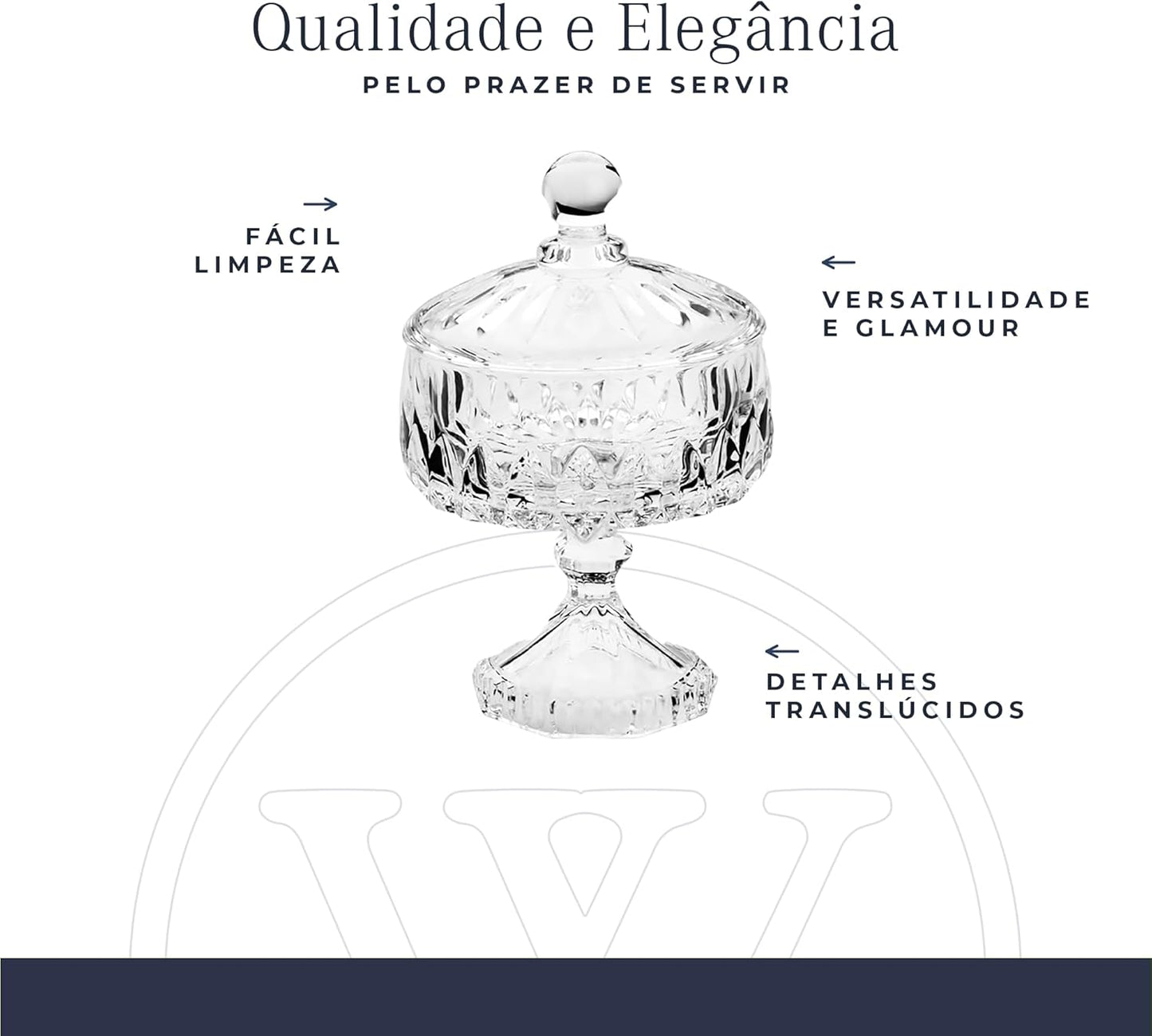 WOLFF Potiche Decorativo de Cristal Com Pé Louise 11cm x 18cm - Enxoval - Decoração - Organização - Bomboniére - Vasos Decorativos