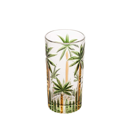 Wolff Palm Tree Conjunto de Copos Altos de Cristal 6 Peças, Multicor (Palmeira Verde Pintura à Mão), 360 ml