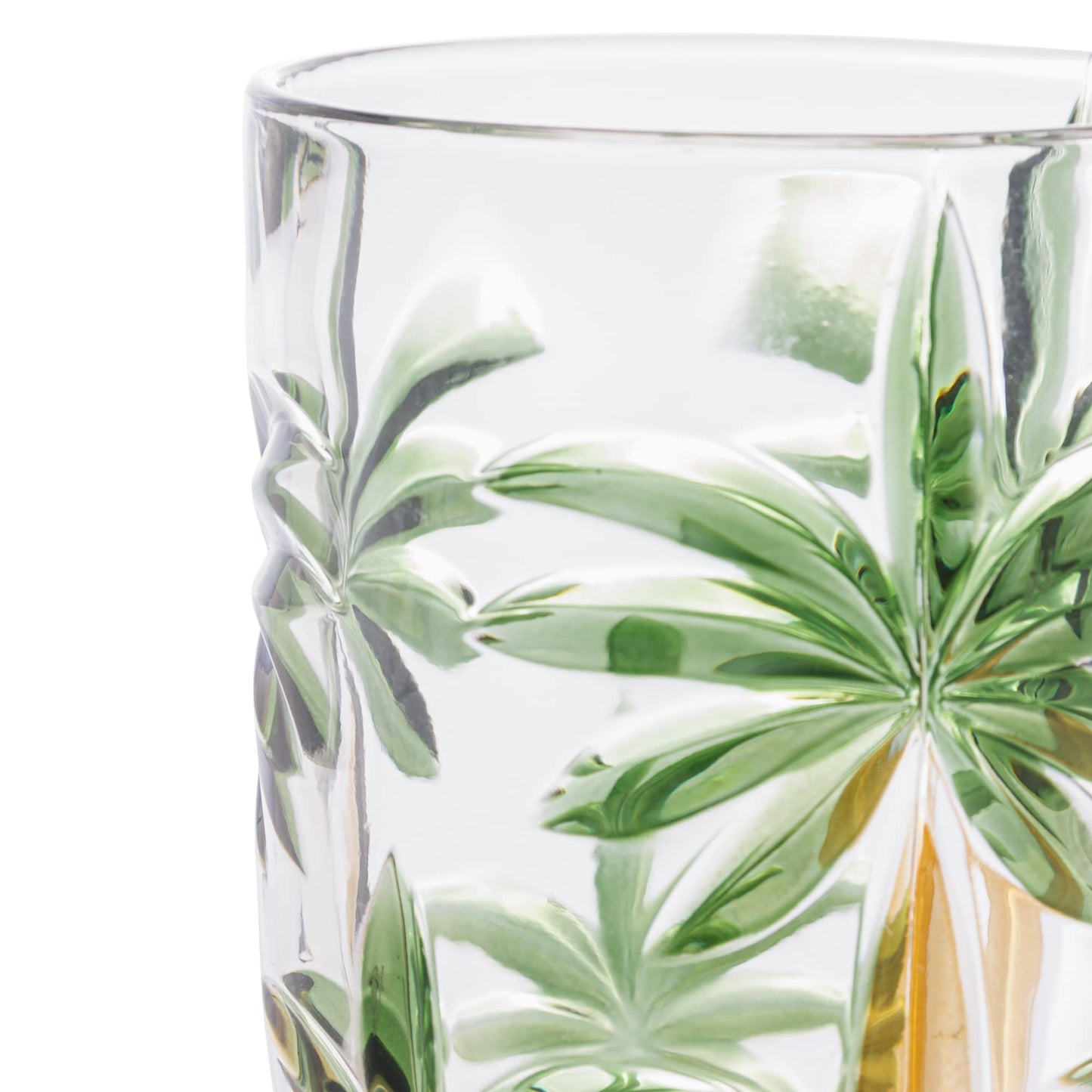 Wolff Palm Tree Conjunto de Taças de Cristal 6 Peças, Multicor (Palmeira Verde Pintura à Mão), 450 ml