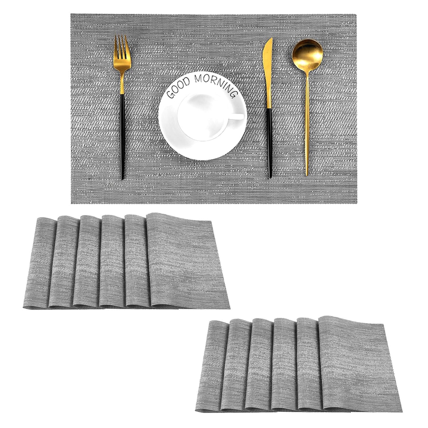 Leetaltree Jogo americano bege conjunto de 4 - tapetes antiderrapantes resistentes ao calor para mesa de jantar, tapetes de mesa de vinil de PVC duráveis laváveis (bege, 4)