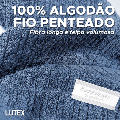 Jogo De Banho Gigante Buddemeyer - Toalha Banhão Fio Penteado Canelado - 100% Algodão - Kit 4 Peças (Bege 1769/1794)