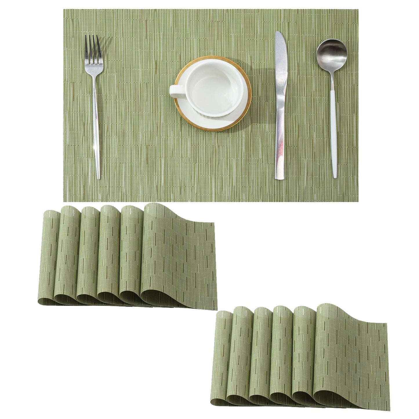 Leetaltree Jogo americano bege conjunto de 4 - tapetes antiderrapantes resistentes ao calor para mesa de jantar, tapetes de mesa de vinil de PVC duráveis laváveis (bege, 4)