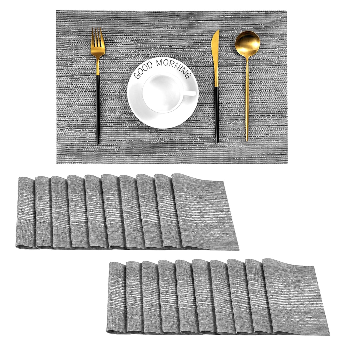 Leetaltree Jogo americano bege conjunto de 4 - tapetes antiderrapantes resistentes ao calor para mesa de jantar, tapetes de mesa de vinil de PVC duráveis laváveis (bege, 4)