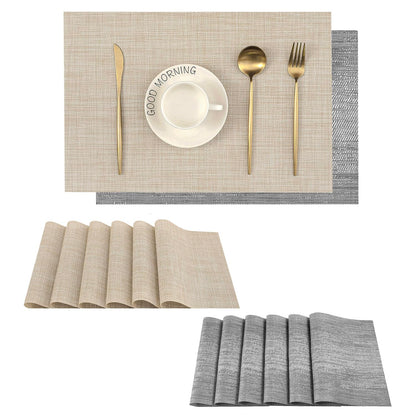 Leetaltree Jogo americano bege conjunto de 4 - tapetes antiderrapantes resistentes ao calor para mesa de jantar, tapetes de mesa de vinil de PVC duráveis laváveis (bege, 4)