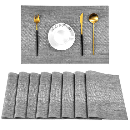 Leetaltree Jogo americano bege conjunto de 4 - tapetes antiderrapantes resistentes ao calor para mesa de jantar, tapetes de mesa de vinil de PVC duráveis laváveis (bege, 4)