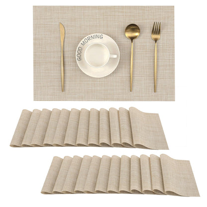 Leetaltree Jogo americano bege conjunto de 4 - tapetes antiderrapantes resistentes ao calor para mesa de jantar, tapetes de mesa de vinil de PVC duráveis laváveis (bege, 4)