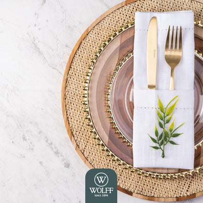 WOLFF Faqueiro de Aço Inox Pisa Dourado Fosco 30 Peças - Mesa Posta - Itens Para Casa - Utensílios de Cozinha - Enxoval - Casamento - Decoração