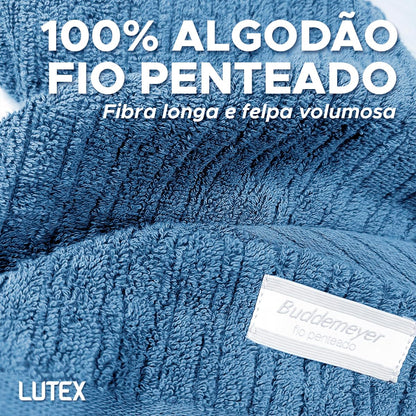 Jogo De Banho Gigante Buddemeyer - Toalha Banhão Fio Penteado Canelado - 100% Algodão - Kit 4 Peças (Bege 1769/1794)