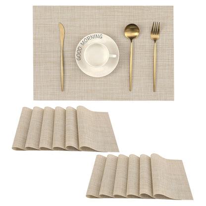 Leetaltree Jogo americano bege conjunto de 4 - tapetes antiderrapantes resistentes ao calor para mesa de jantar, tapetes de mesa de vinil de PVC duráveis laváveis (bege, 4)