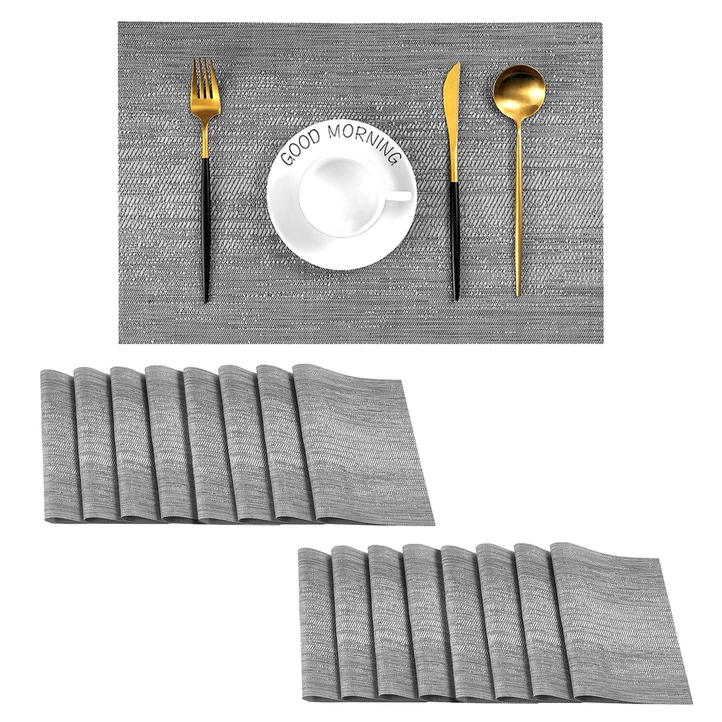 Leetaltree Jogo americano bege conjunto de 4 - tapetes antiderrapantes resistentes ao calor para mesa de jantar, tapetes de mesa de vinil de PVC duráveis laváveis (bege, 4)