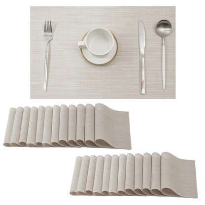 Leetaltree Jogo americano bege conjunto de 4 - tapetes antiderrapantes resistentes ao calor para mesa de jantar, tapetes de mesa de vinil de PVC duráveis laváveis (bege, 4)